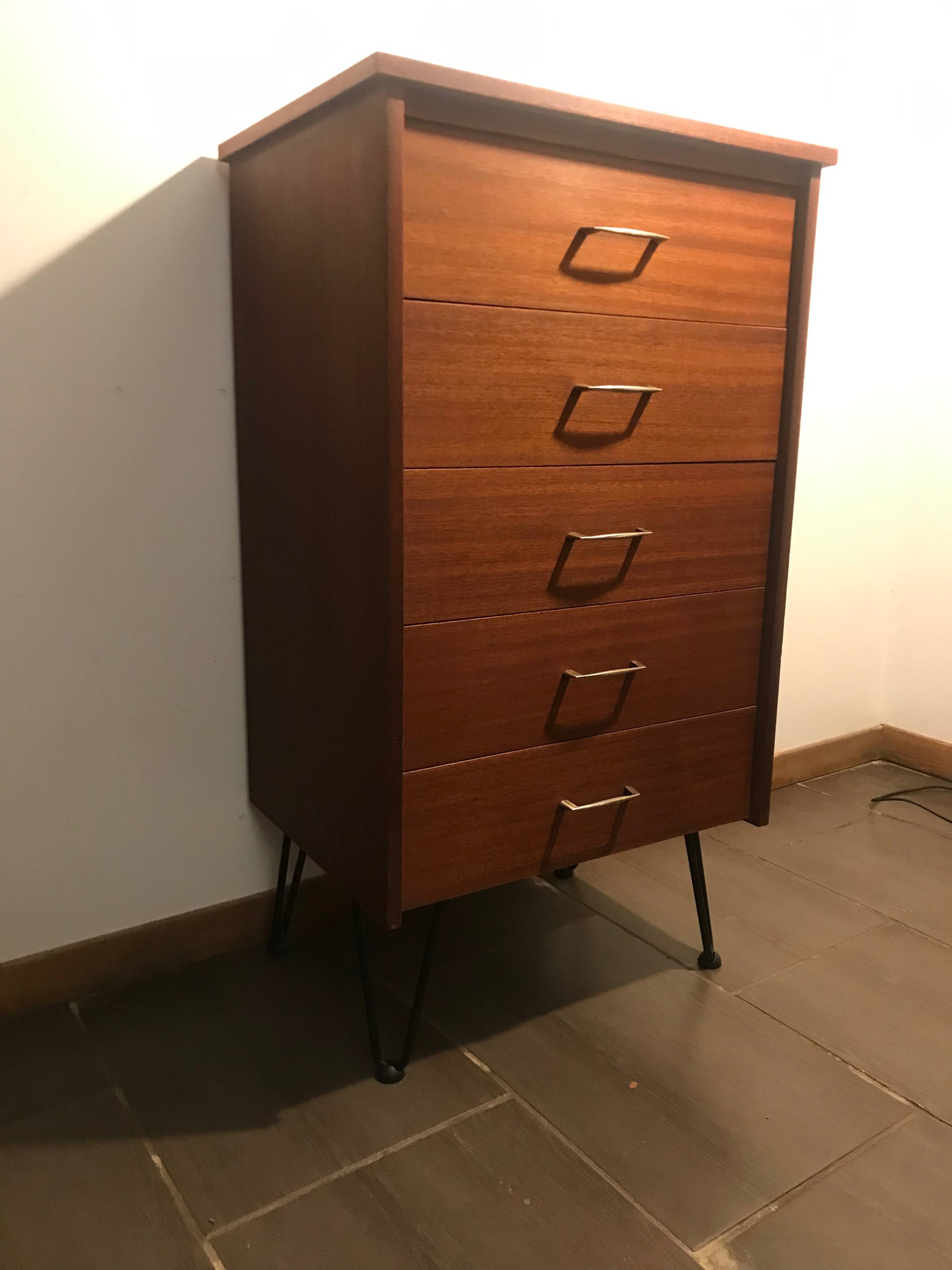 commode 5 tiroirs en teck 1960