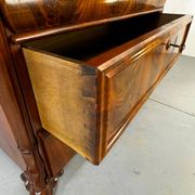 Biedermeier vintage oak and mahogany secretary desk, well-made, 1860.