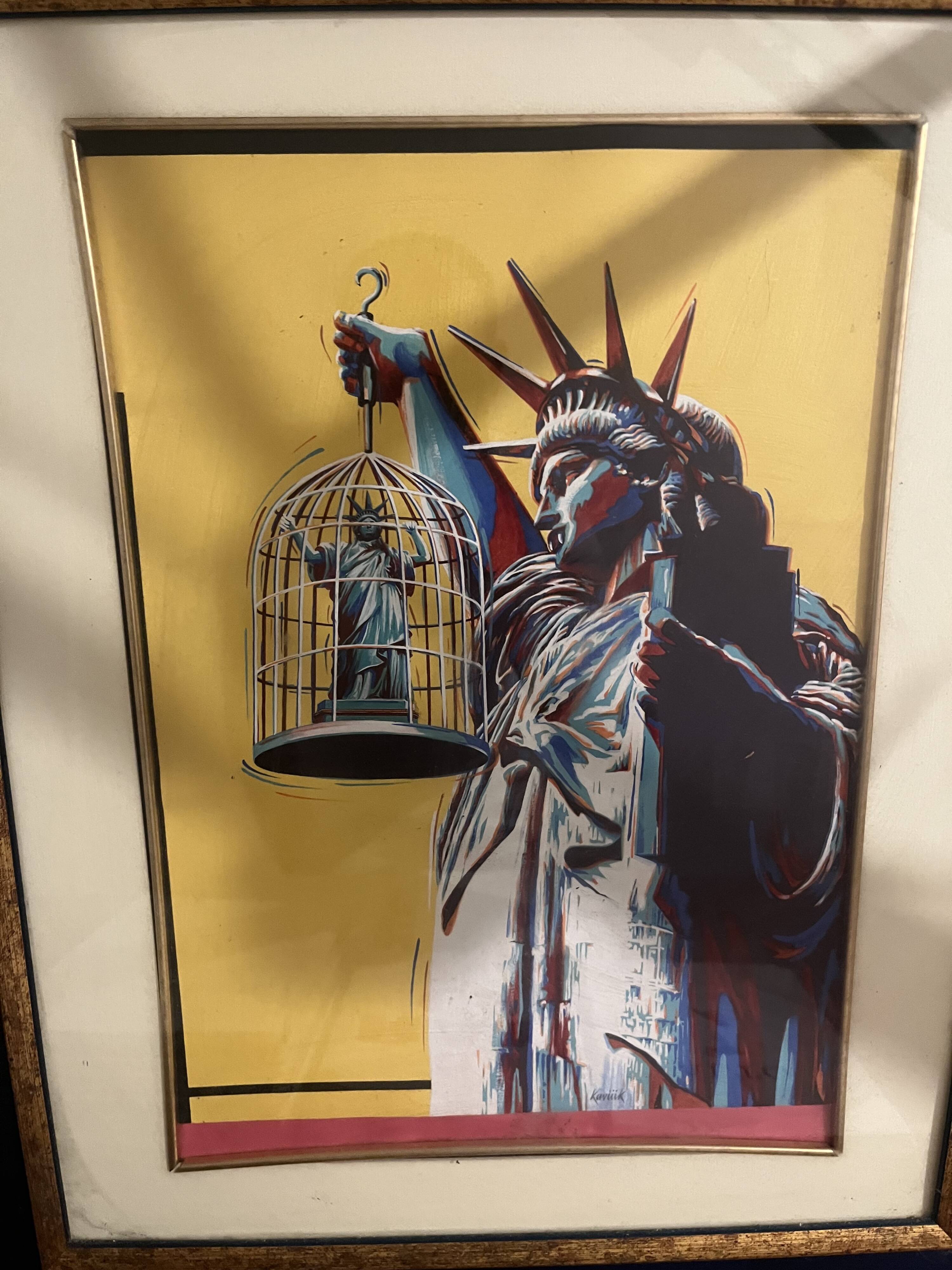 Original graphic artwork “Statue of Liberty in a cage” by Kaviiik – Form