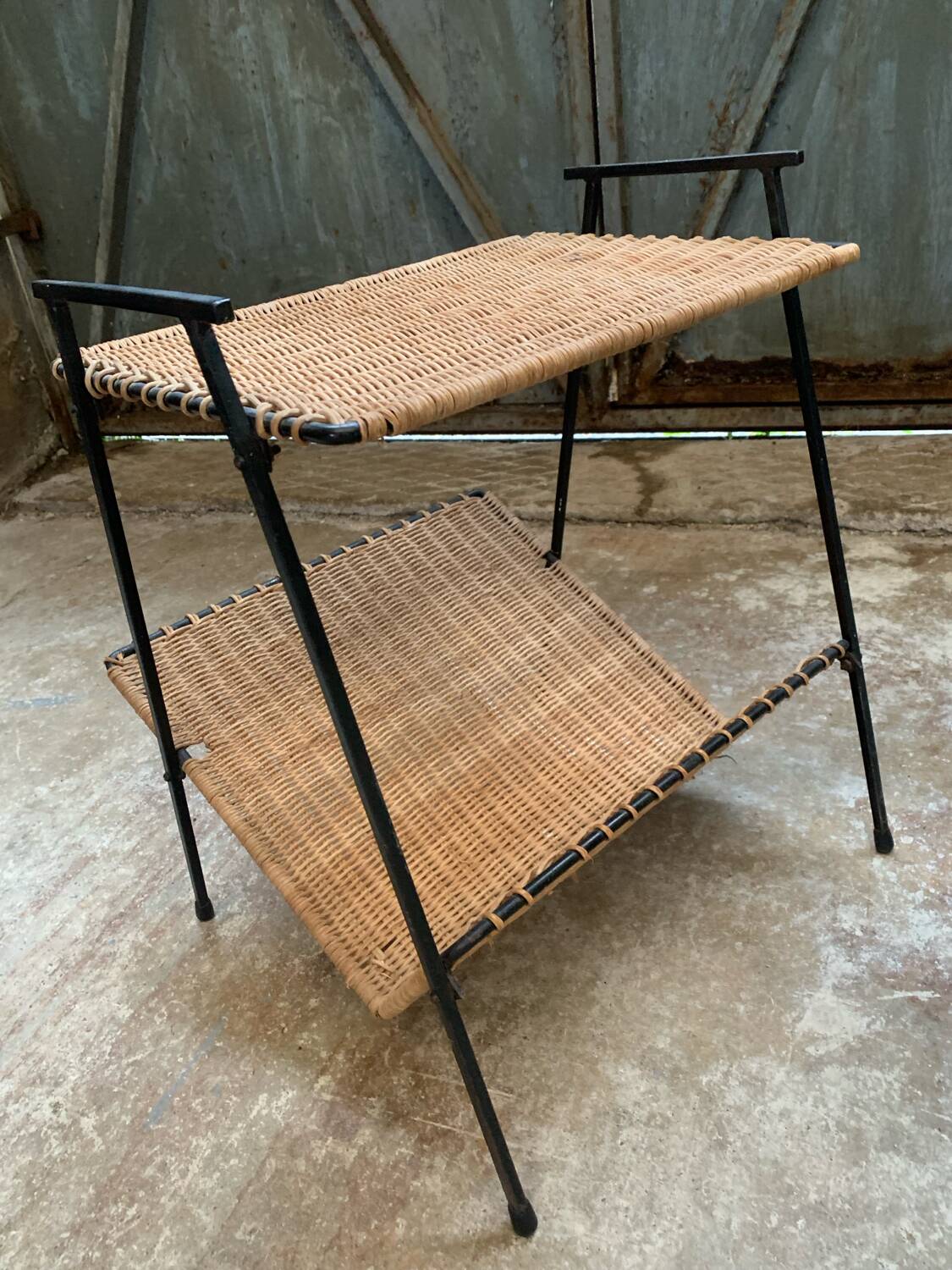 Pair of Raoul Guys Wicker Magazine Racks Circa 195