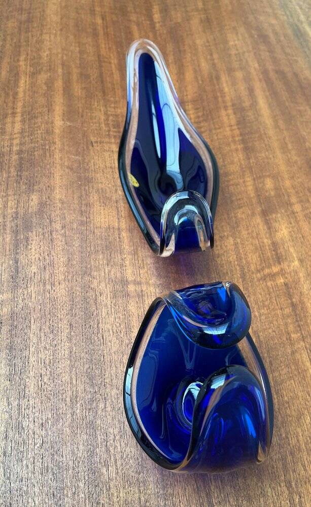 Vintage vase and bowl in art glass from Bayel, France, 1970s, set of 2.