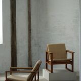Børge Mogensen, a pair of BM2256 lounge chairs in oak and jute, Denmark, 1960s.