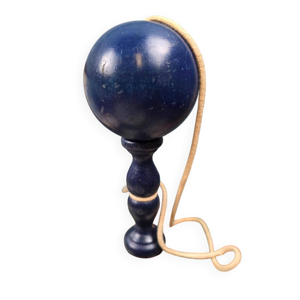 VINTAGE ANCIEN BILBOQUET en bois de 22 cm Jouet Agilité Jeu année 70 bleu EUR 30,00 - FR