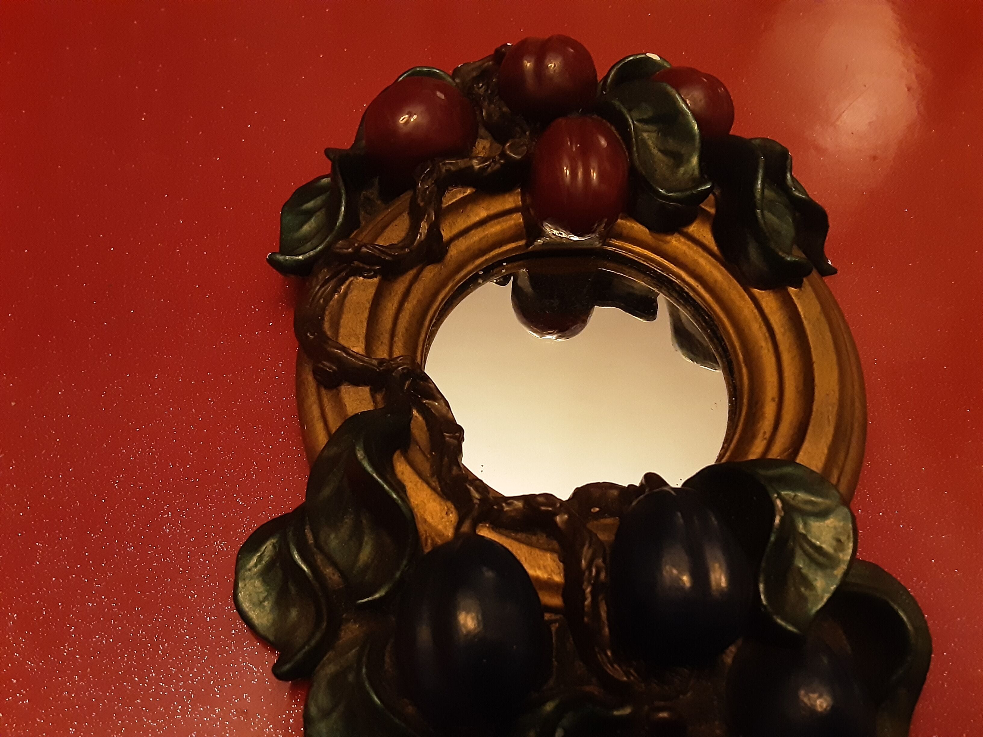 Mirror flat fruit plums rococo style