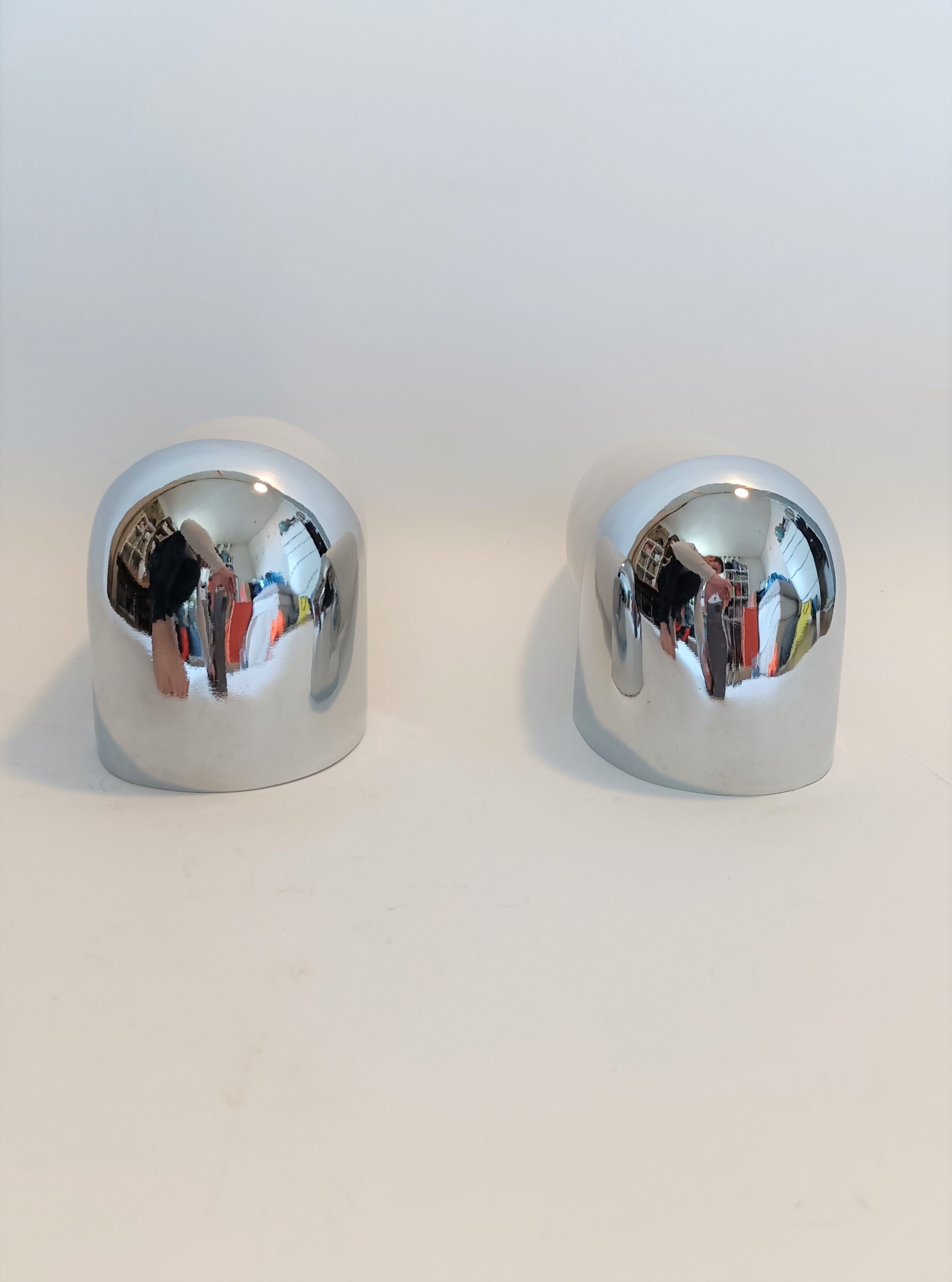 Pair of Milan Illuminacion wall lamps chrome and opaline 1970