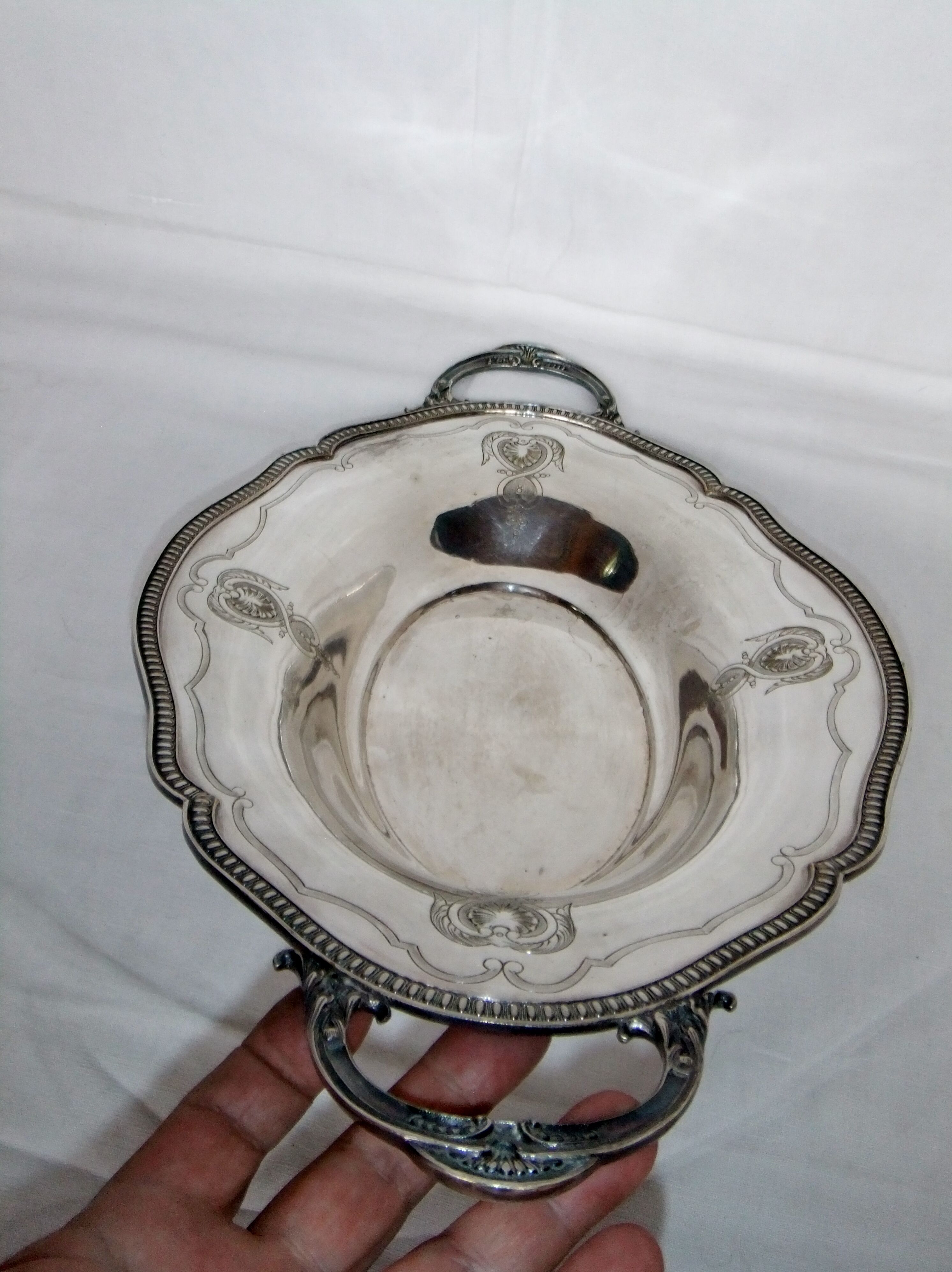 Service silver metal punch bird Phoenix tray handle