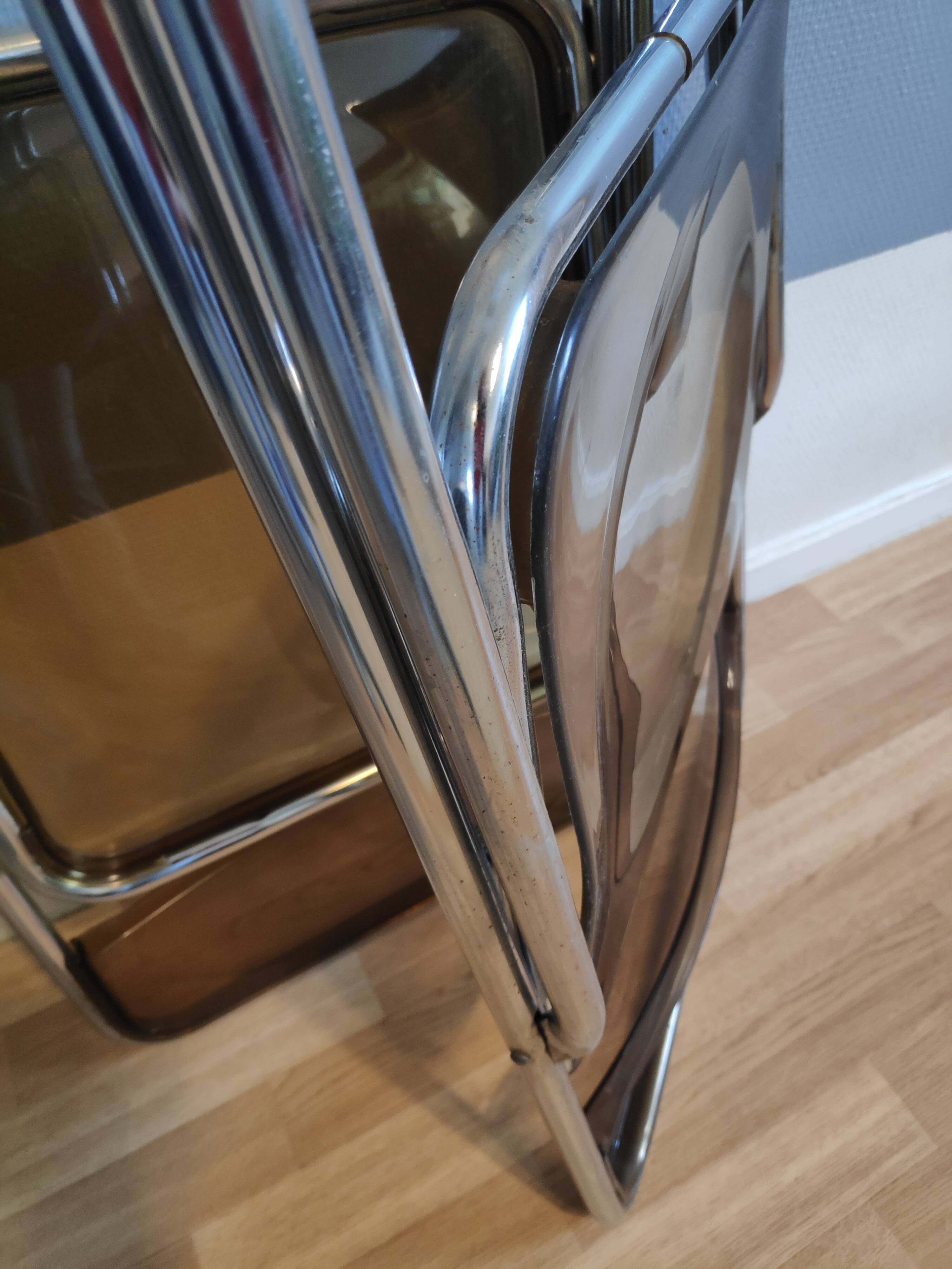 Plexi folding chairs smoked brown and chrome metal structure