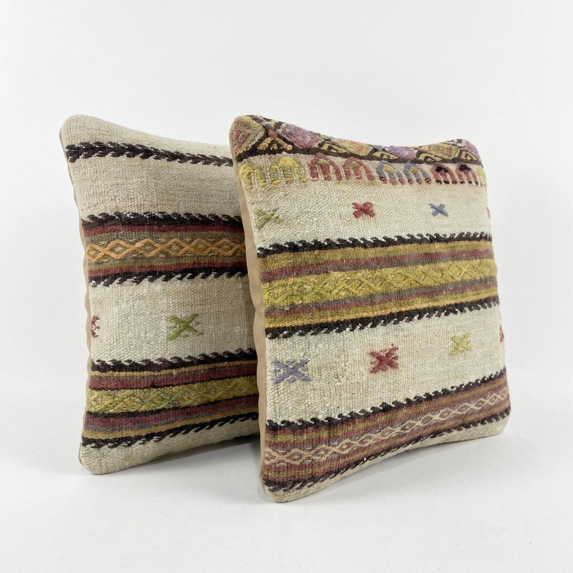 Set of 2 vintage kilim cushion covers 41x41 cm