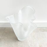 White folded glass vase