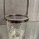 Cut crystal ice bucket with plant decoration and stainless steel frame