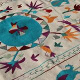 White blue multicoloured kilim suzani rug – 240x170 cm