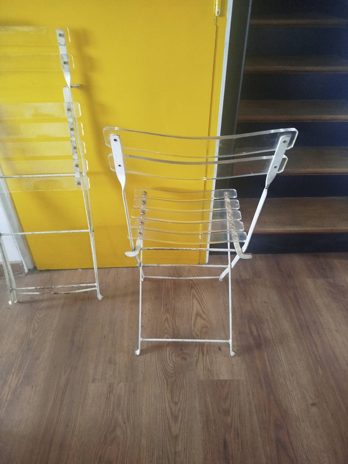 Pair of vintage folding chairs "The Invisibles" by Lebovici and Berthet