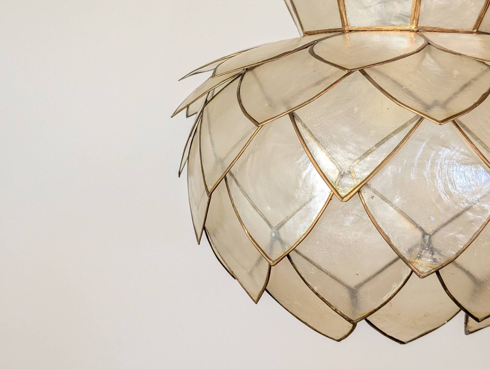 Pair of Lotus mother-of-pearl pendant lights