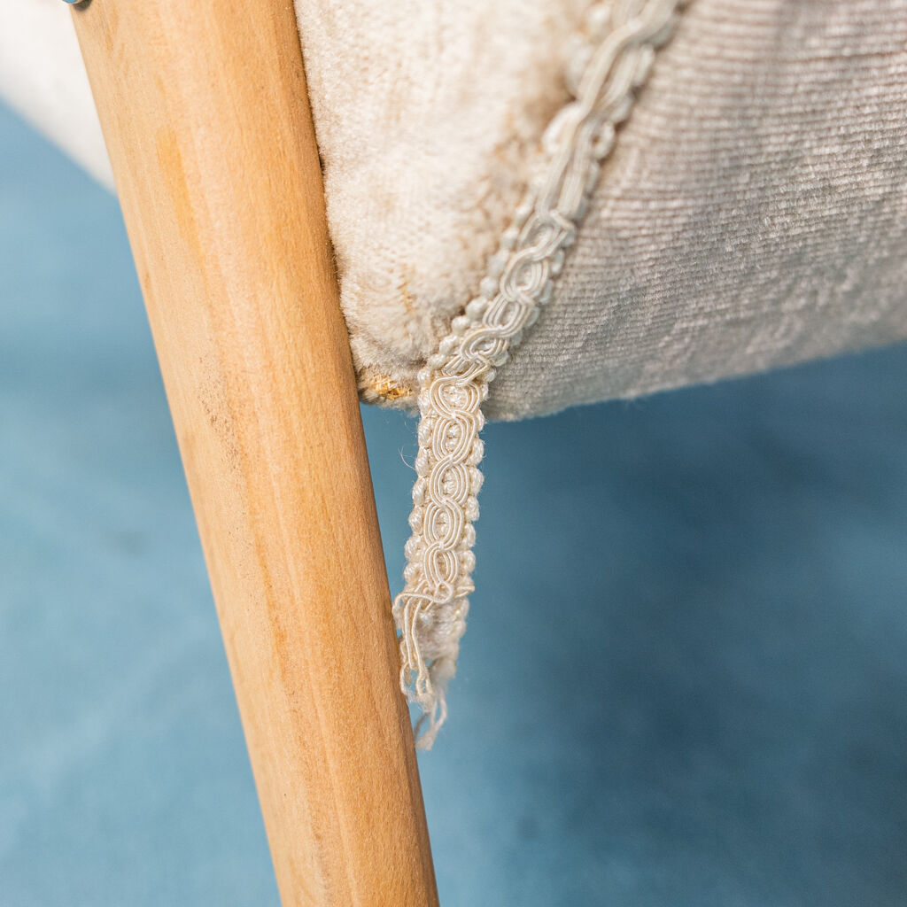 Armchair beech velvet design 1950s vintage