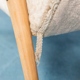 Armchair beech velvet design 1950s vintage