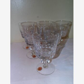 Lot of 6 glasses in porto - Portieux Crystal - cut glass lens