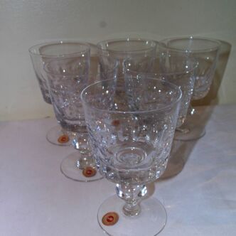 Lot de 6 verres à porto - cristallin cristal Portieux  - verre taillé