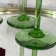 6 Alsace green footed crystal wine glasses engraved