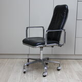Swivel office chair in black leather - Frederick Scott for Hill - UK - 1970's