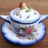 Old Charolles set signed Molin with plate, eared bowl and lid