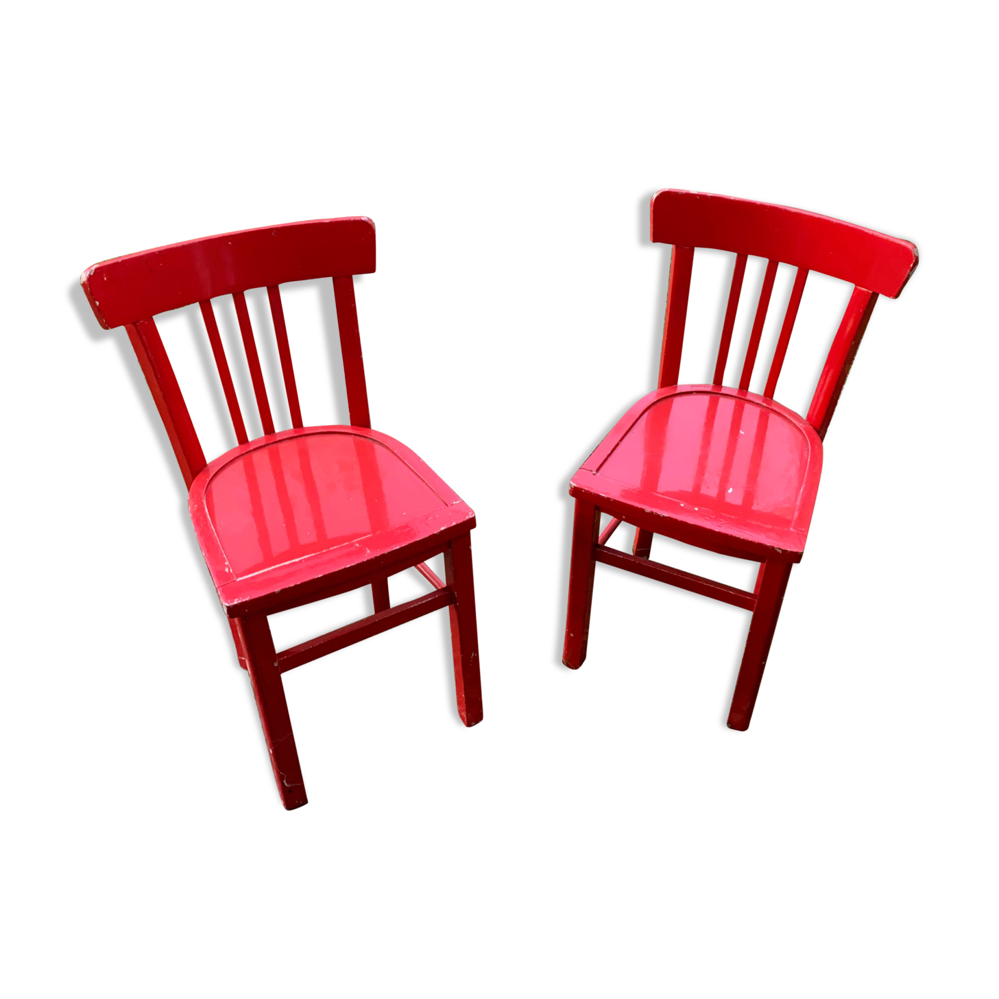 Pair of red bistro chairs