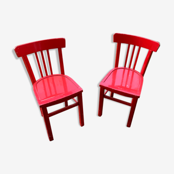 Pair of red bistro chairs