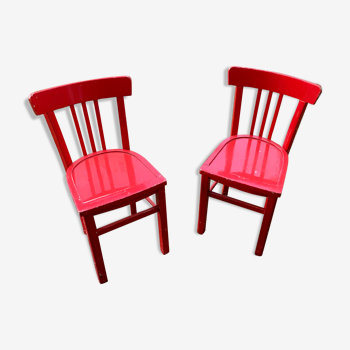 Paire de chaises bistrot rouge