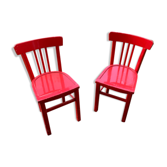 Paire de chaises bistrot rouge