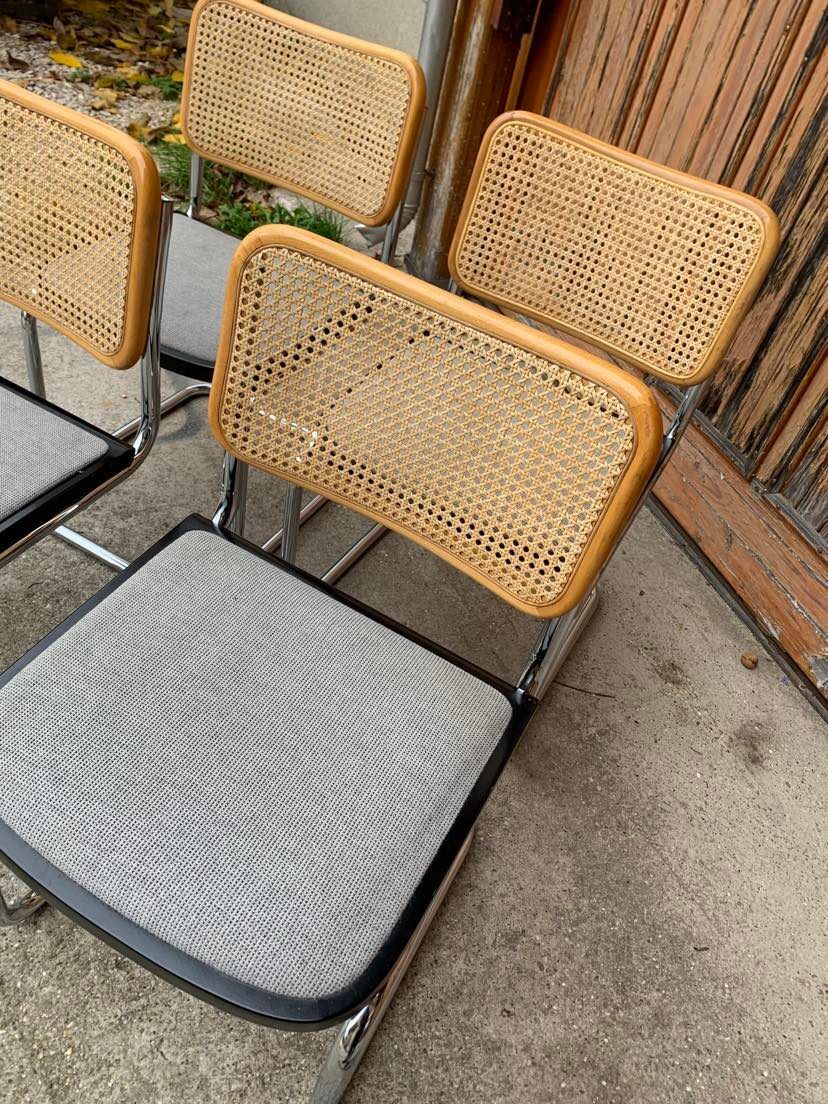 Mid-Century Modern Italian Marcel Breuer B32 Cesca Chair, 70s set of 4