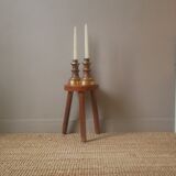 Pair of candlesticks candlesticks wood metal golden brass country decoration handcrafted