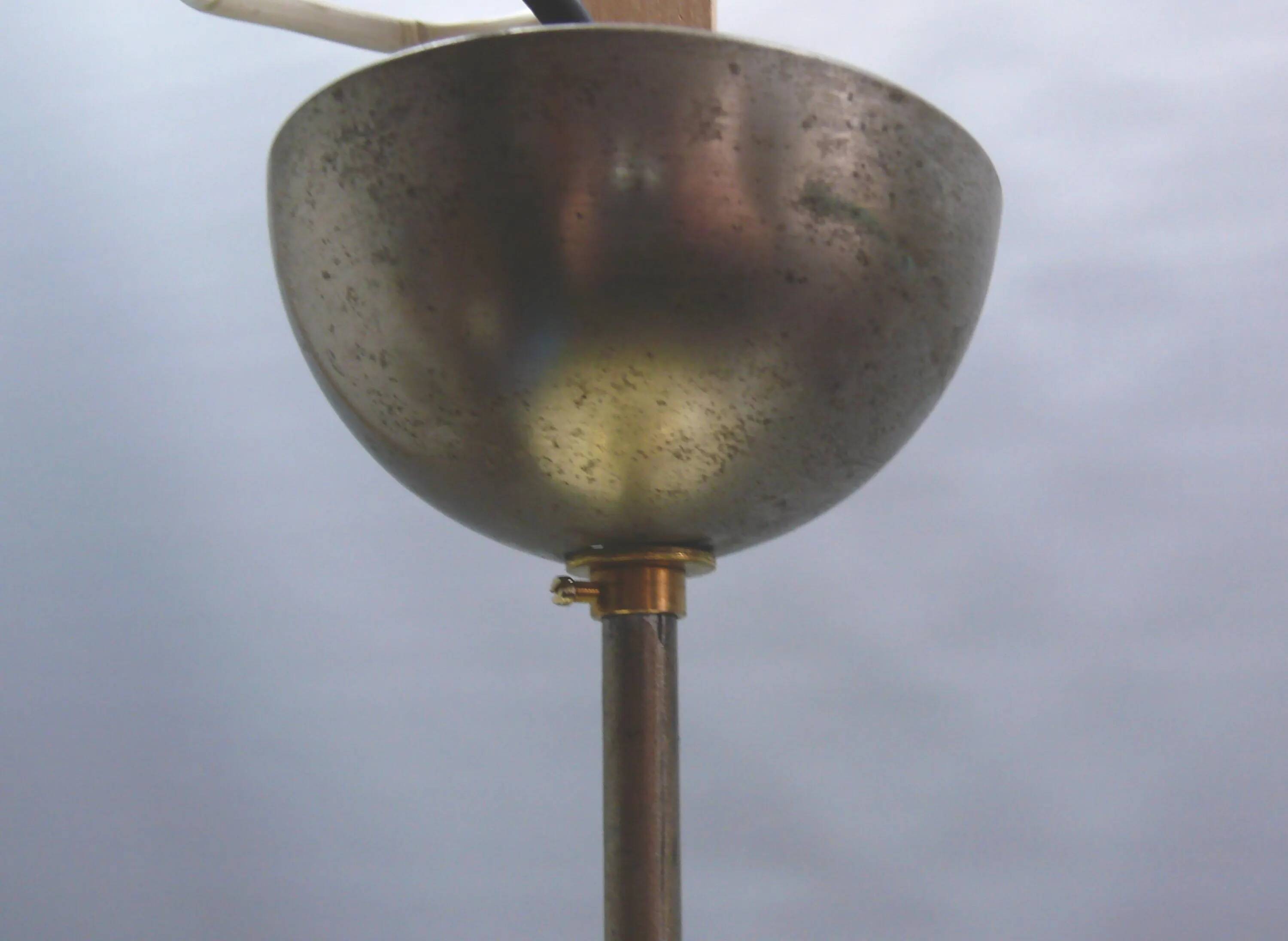 Art Deco rod pendant lamp with marbled glass shade, Germany 1930s