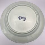 Blue enamelled earthenware wall dish with peasant scene decor Boch La Louvière