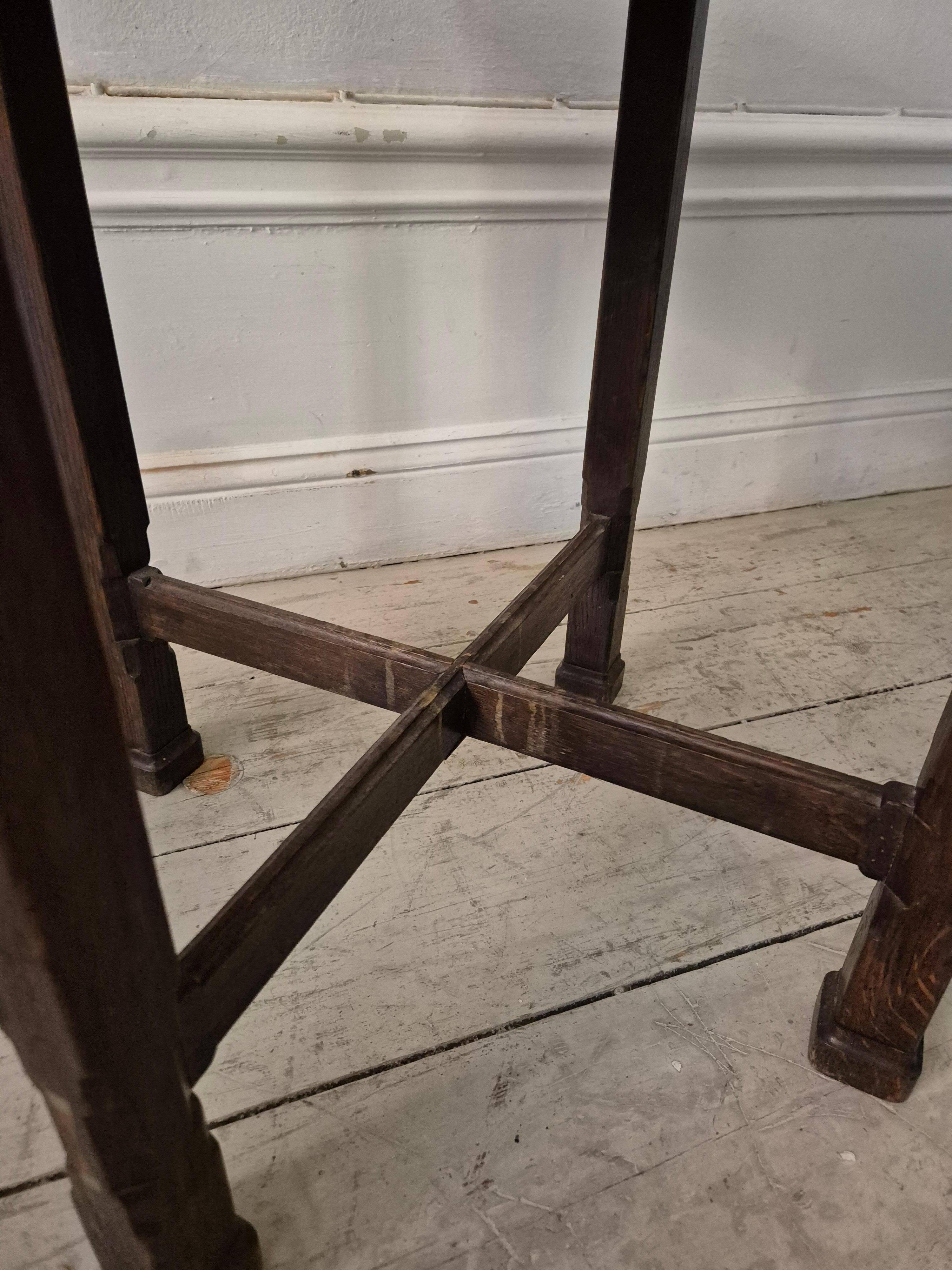 Swedish smoking table, Oak with copper top, 1913 by Nordiska Kompaniet