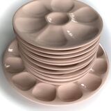 Pink oyster plate Digoin Sarreguemines-Oyster plate french ceramic