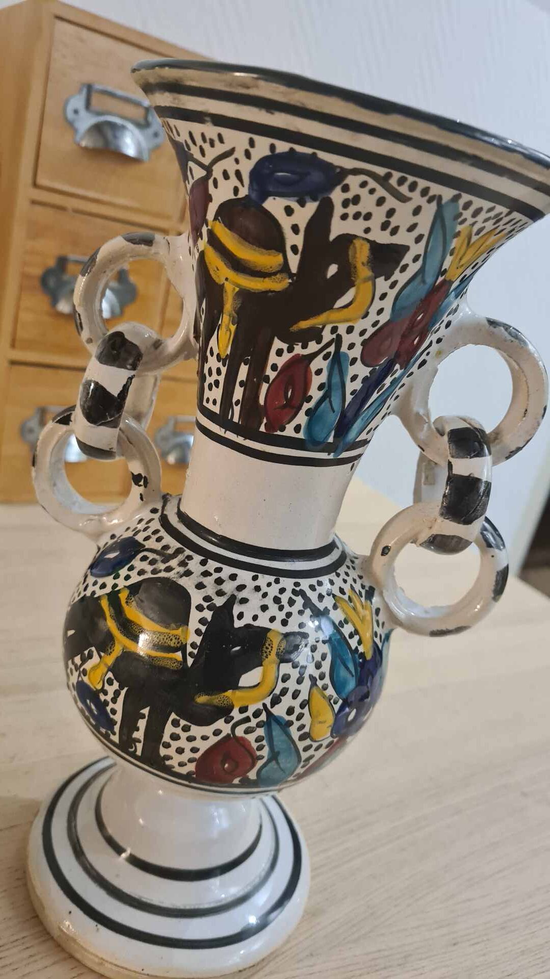 Artisanal vase in glazed ceramic, vintage 50s