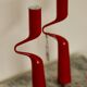 Pair of vintage red metal candleholders by Mikaela Dorfman for Menu Denmark