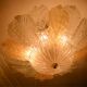 Vintage Murano chandelier/ceiling light with 16 white and amber leaves.