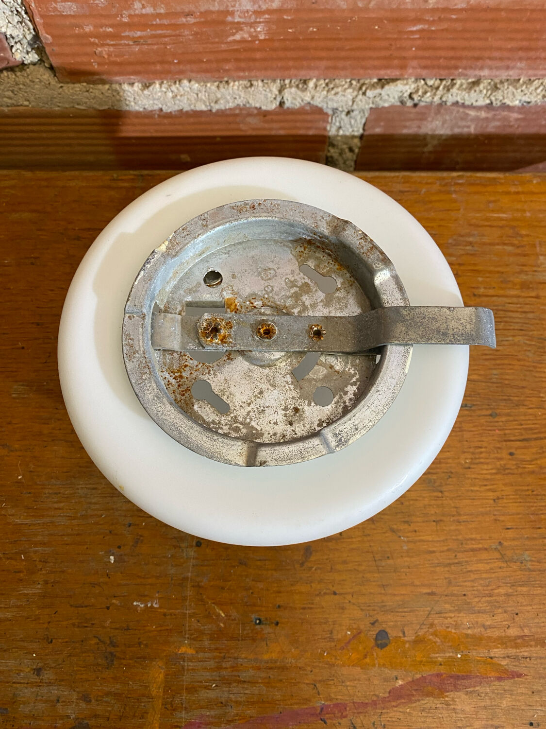 Antique Ceiling Light Sconce White Opaline Ball Vintage #C611