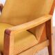 Scandinavian-designed chair in solid beech and mustard velvet