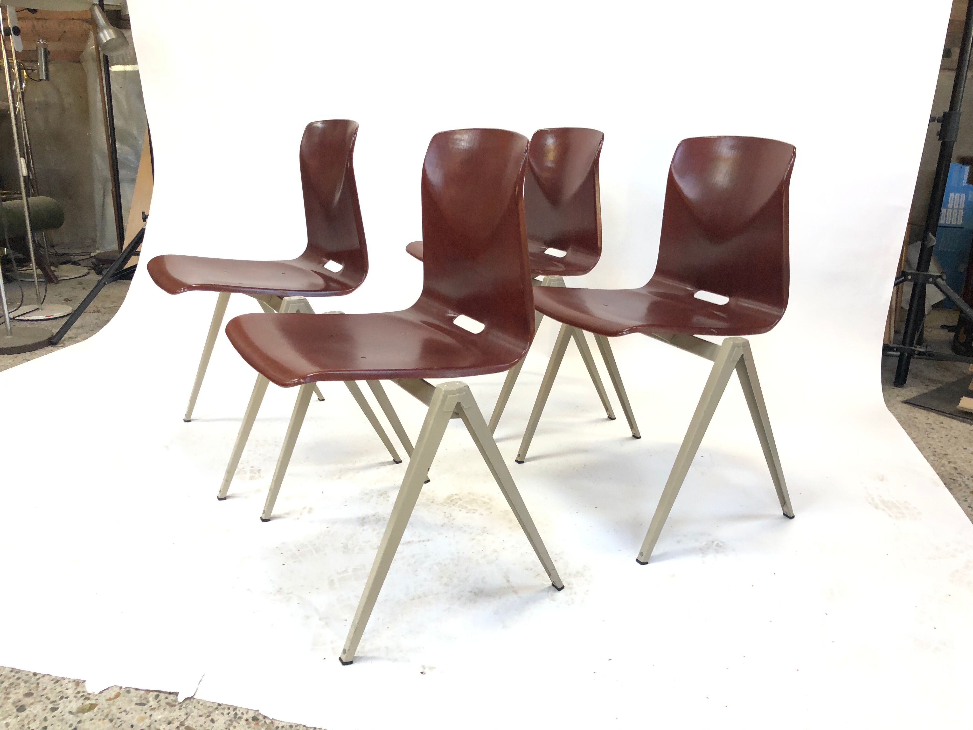 Lot of 4 vintage chairs Galvanitas S22 in the Netherlands