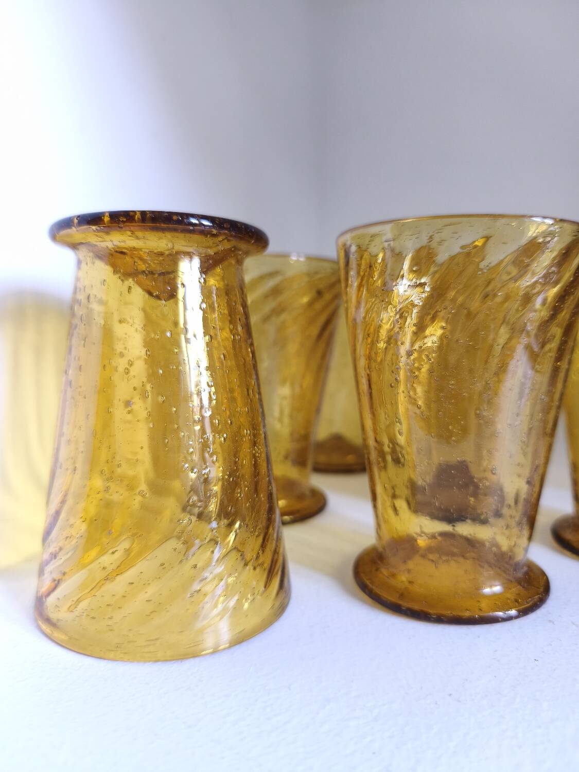 Set of 6 amber glasses
