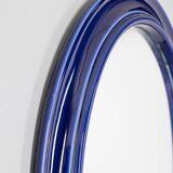 Vintage 1970s blue ceramic wall mirror Italian design