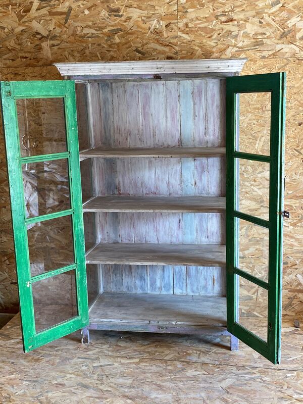 Vitrine en teck ancien