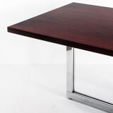 Table à manger vintage métal chromé et palissandre Espagne, années 70