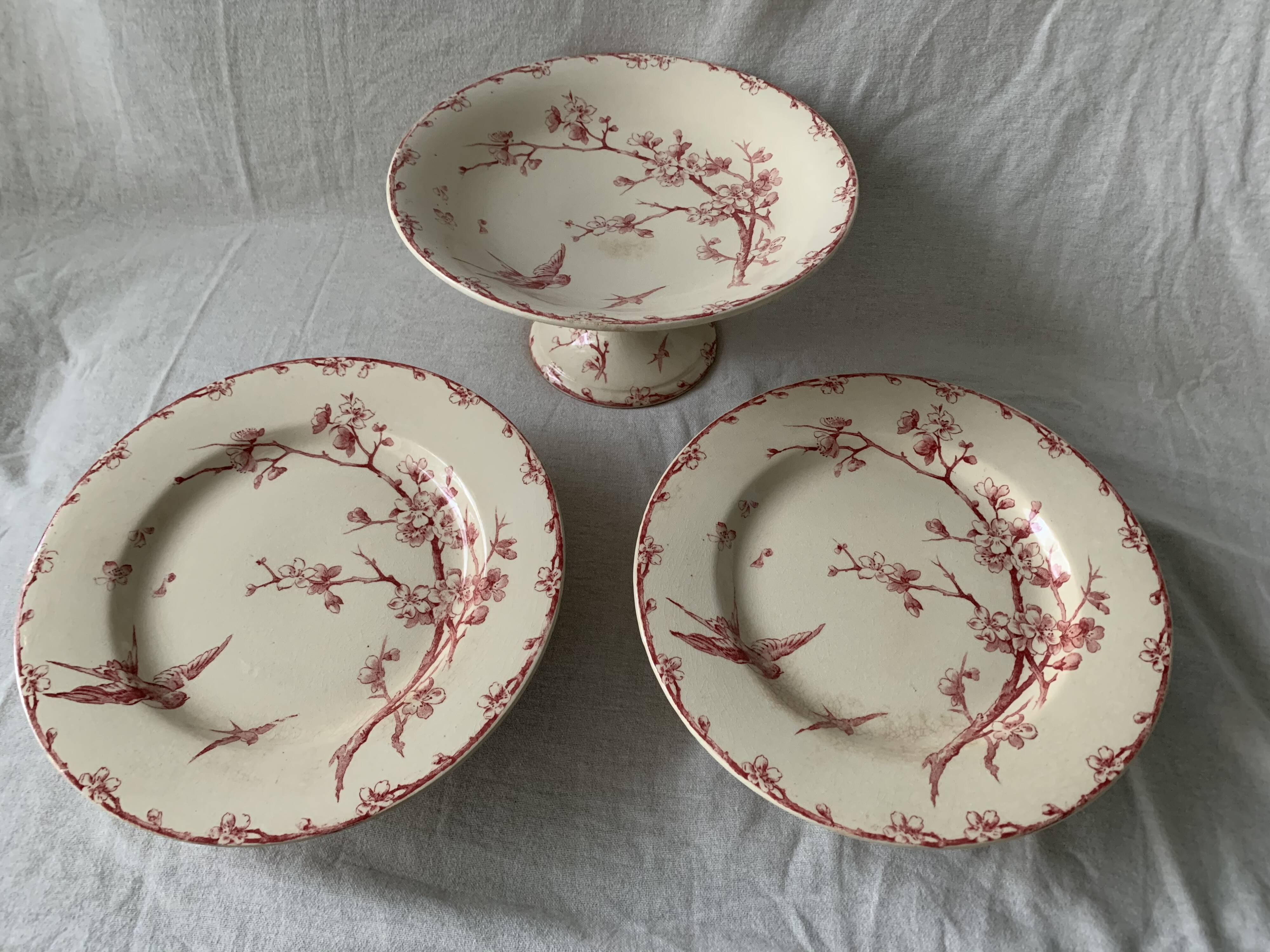 3 red compotiers Gien Iron Land The 20th century Martinets