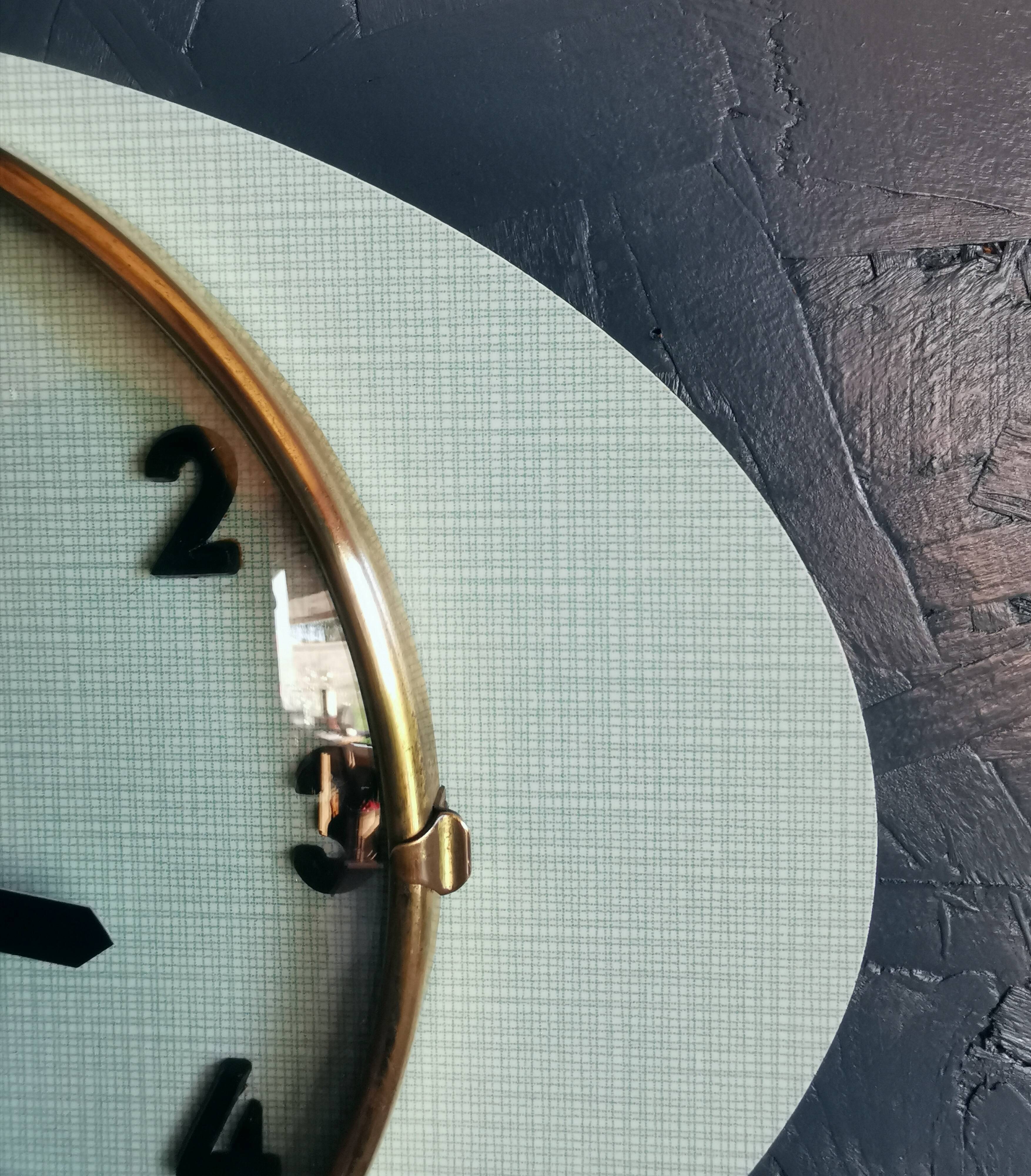 Vintage formica clock oval silent wall clock "Cadelec blue"