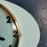 Vintage formica clock oval silent wall clock "Cadelec blue"