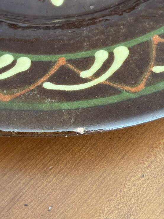 Large decorative ceramic plate (39.5 cm) signed Biot