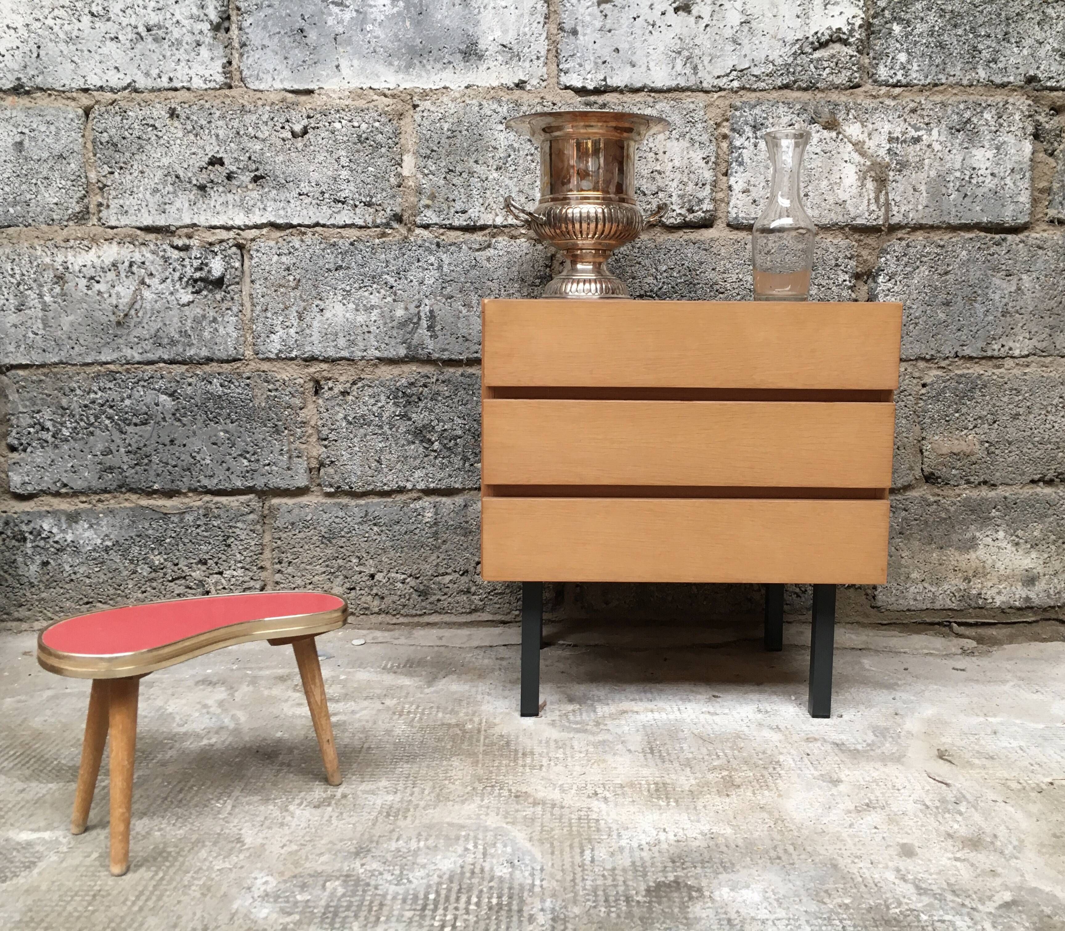 Mini dresser furniture tv / vintage hifi teak metal feet 1950 1960