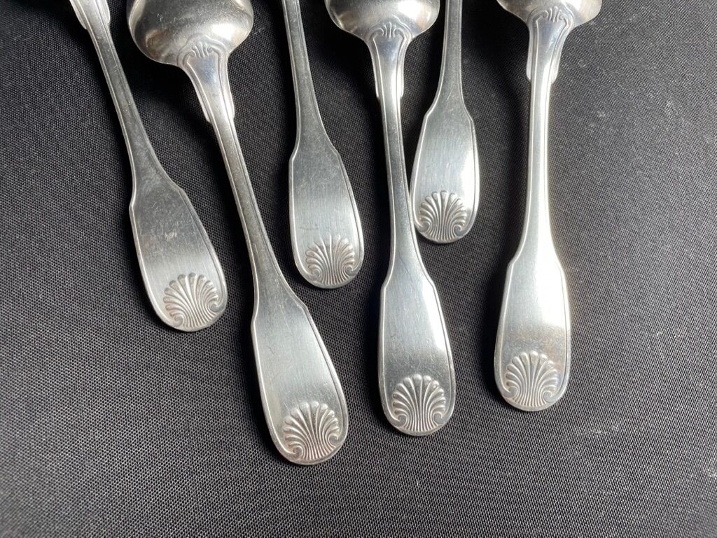 6 dessert spoons in silver metal christofle model vendôme/arcantia before 1983